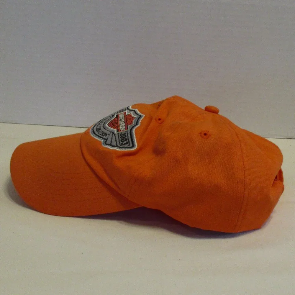 Harley Davidson Hat 2003 Back Orange Gray Outdoor Ride Picnic BBQ Summer Hat